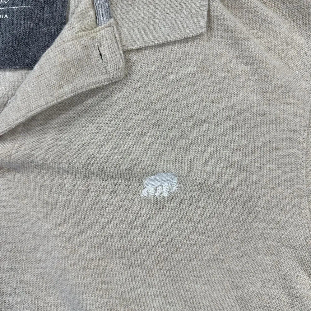 Banana Republic Polo Shirt Mens Medium Beige Solid Organic Cotton Pique Casual